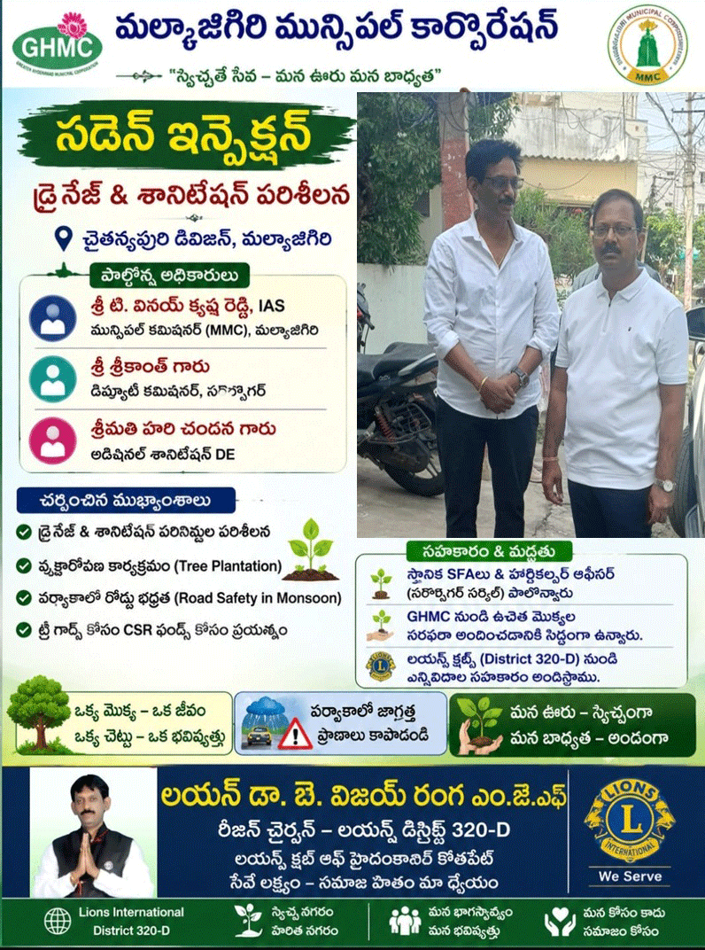 Field Inspection at Chaitanyapuri Division – Malkajgiri Today, T. Vinay Krishna Reddy, IAS,